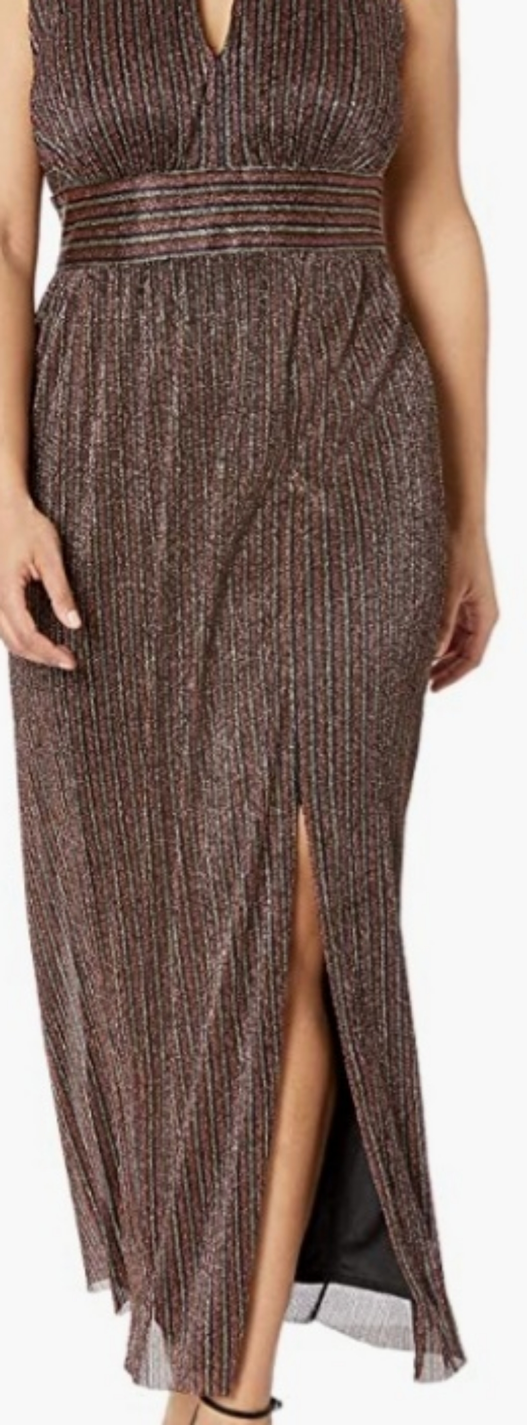 R & M Richards Metallic Pleated Dress